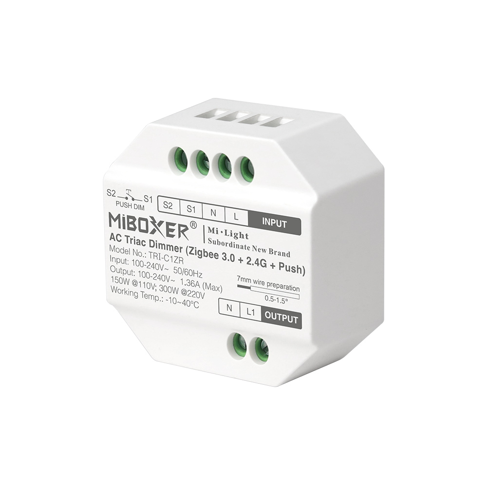 Zigbee\TRI-C1ZR AC Triac Dimmer(Zigbee3.0+2.4G+Push)